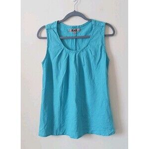 Flax 100%  Linen Turquoise Tank Top Size S Lagenlook Sleeveless